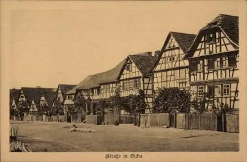 Ak Eicha Römhild in Thüringen, Straße, Fachwerkhäuser