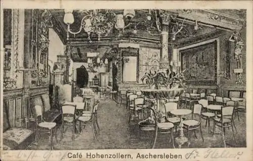 Ak Aschersleben im Salzlandkreis, Café Hohenzollern, Innenraum
