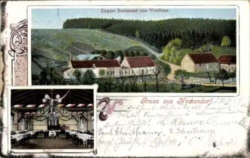Ak Neckendorf Lutherstadt Eisleben in Sachsen Anhalt, Zeigers Restaurant und Waldhaus, Innenansicht