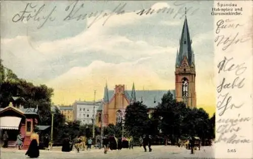 Ak Berlin Spandau, Hafenplatz, Garnisonkirche