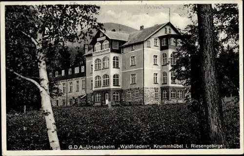 Ak Karpacz Krummhübel im Riesengebirge Schlesien, GDA Urlaubsheim Waldfrieden