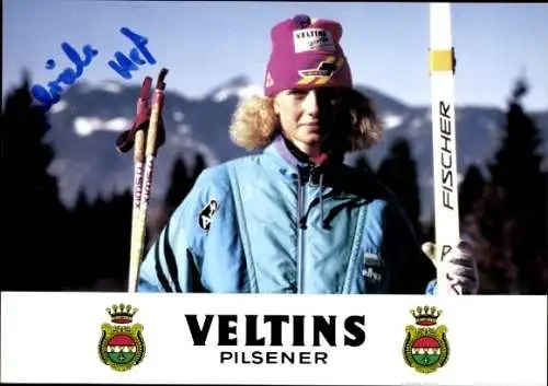 Ak Skilangläuferin Gabriele Heß, Portrait, Autogramm