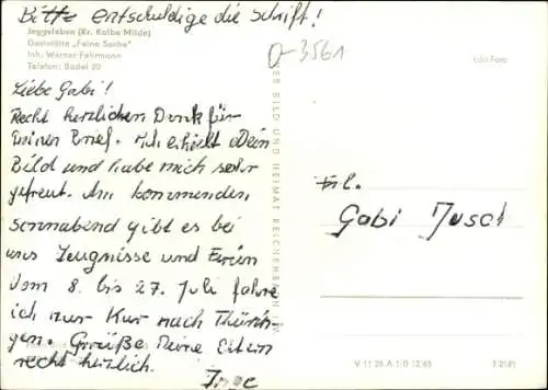 Ak Jeggeleben Kalbe Milde Sachsen Anhalt, Gaststätte Feine Sache