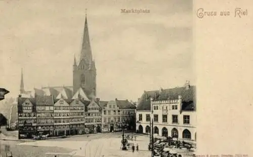 Ak Kiel, Marktplatz, Rathaus, Kirche
