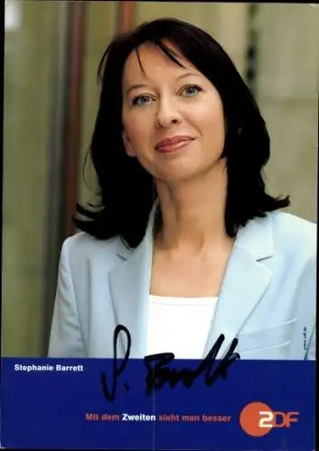 Ak Schauspielerin und Moderatorin Stephanie Barrett, Portrait, ZDF, Autogramm