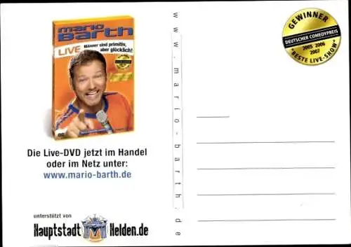 Ak Schauspieler und Comedian Mario Barth, Portrait, Autogramm