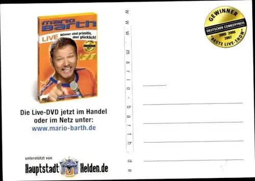 Ak Schauspieler und Comedian Mario Barth, Portrait, Autogramm