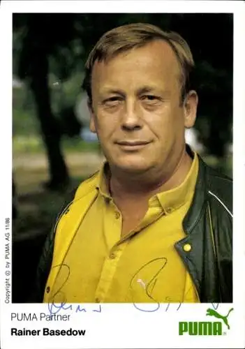 Ak Schauspieler Rainer Basedow, Portrait, Werbung PUMA, Autogramm