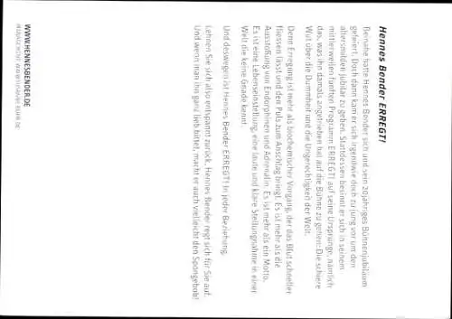 Ak Schauspieler und Comedian Hennes Bender, Portrait, Erregt, Autogramm