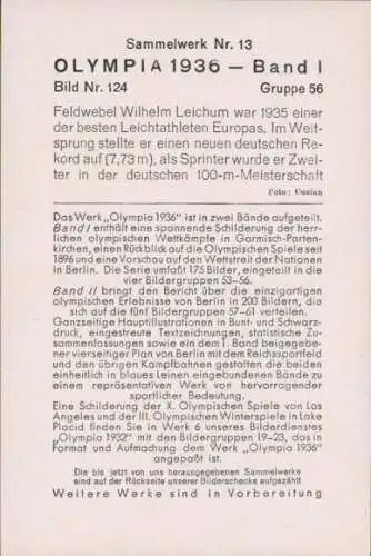 Sammelbild Olympia 1936, Leichtathlet Wilhelm Leichum