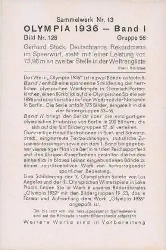 Sammelbild Olympia 1936, Gerhard Stöck beim Kugelstoßen