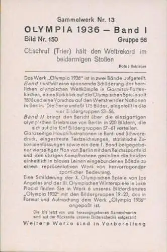 Sammelbild Olympia 1936, Deutscher Gewichtheber Obschruf