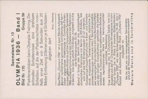 Sammelbild Olympia 1936, Pistolenschützen beim Training