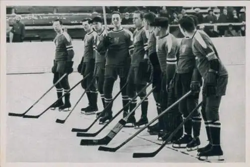 Sammelbild Olympia 1936, US Amerikanische Eishockeymannschaft