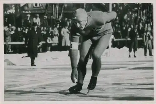 Sammelbild Olympia 1936, Norwegischer Eisschnellläufer Ivar Ballangrud, Portrait