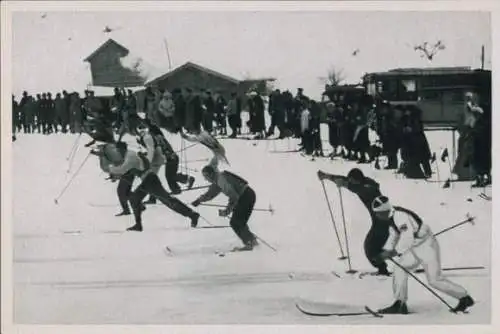 Sammelbild Olympia 1936, Winterspiele, Start der Skistaffel