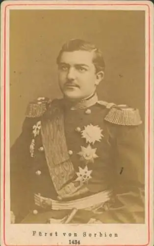 CdV Milan I, König von Serbien, Portrait in Uniform, Orden