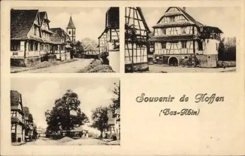 Ak Hoffen Hofen Elsass Bas Rhin, Straßenpartie, Häuser