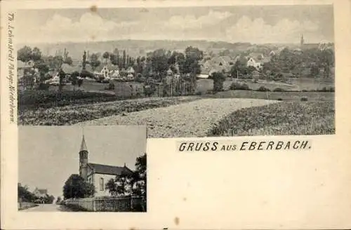 Ak Eberbach am Neckar Odenwald Baden, Kirche, Gesamtansicht