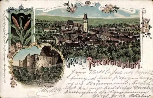 Litho Perchtoldsdorf in Niederösterreich, Gesamtansicht, Hirtl-Museum