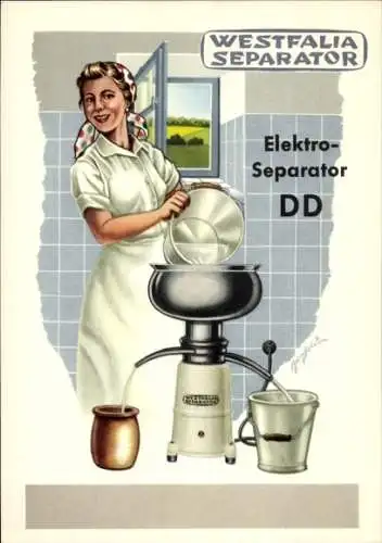 Künstler Ak Werbung, Westfalia-Separator, Elektro-Separator DD, Milch