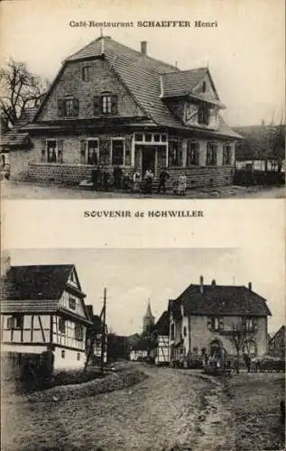 Ak Hohwiller Hohweiler Soultz sous Forêts Sulz unterm Wald Elsass Bas Rhin, Cafe Schaeffer Henri