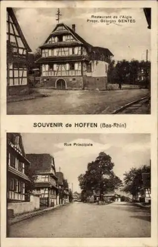 Ak Hoffen Hofen Elsass Bas Rhin, Rue Principale, Restaurant de l'Anglis