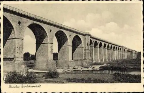 Ak Bolesławiec Bunzlau Schlesien, Eisenbahnviadukt