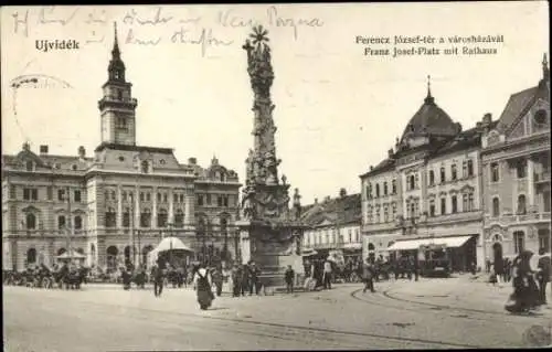 Ak Novi Sad Újvidék Neusatz Serbien, Franz Josef Platz, Rathaus