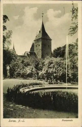 Ak Żary Sorau Niederlausitz Ostbrandenburg, Promenade