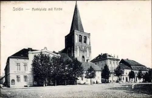 Ak Myślibórz Soldin in der Neumark Ostbrandenburg, Marktplatz, Kirche