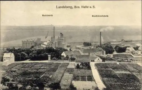 Ak Landsberg im Saalekreis, Malzfabrik, Maschinenfabrik