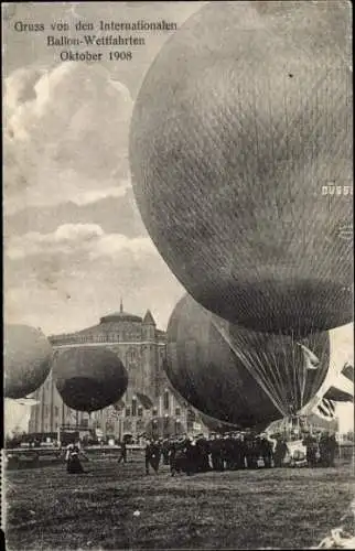 Ak Berlin, Internationale Ballon-Wettfahrten Oktober 1908