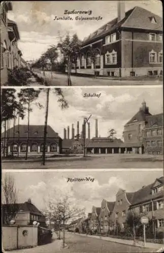 Ak Zschornewitz Gräfenhainichen, Turnhalle, Golpaerstraße, Pöplitzer Weg, Schule