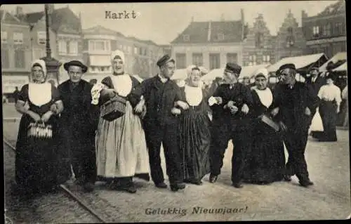 Ak Middelburg Zeeland, Volkstrachten, Markt, Neujahr