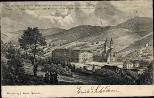 Ak Murbach Haut Rhin Elsass, l'abbay au temps de sa sécularisation en 1764