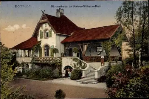 Ak Dortmund im Ruhrgebiet, Gärtnerhaus im Kaiser-Wilhelm-Hain, Treppe