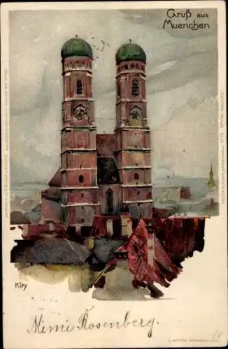 Künstler Litho Kley, Heinrich, München Bayern, Frauenkirche