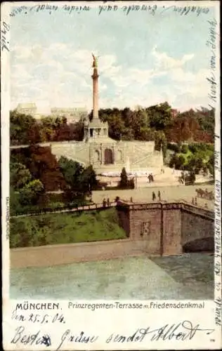 Ak München, Prinzregenten-Terrasse, Friedensdenkmal