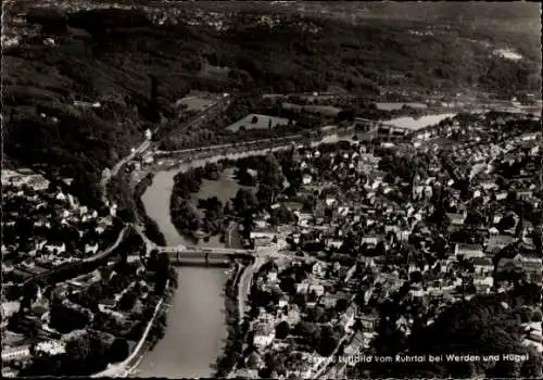 Ak Werden Essen im Ruhrgebiet, Hügel, Luftbild, Ortsansicht