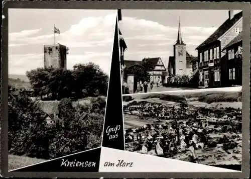 Ak Kreiensen Einbeck, Turm, Kirche, Ortsansicht, Flagge