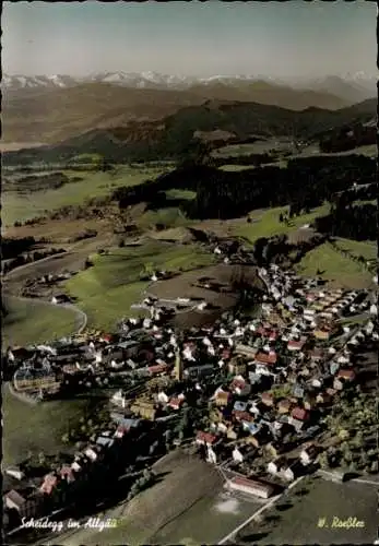 Ak Scheidegg im Allgäu Schwaben, Blick aus der Luft, Ortsansicht, Alpen