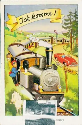 Leporello Ak Braunlage im Oberharz, Lokomotive, Zug, Kurgarten