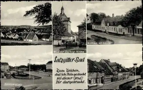 Ak Salzgitter in Niedersachsen, Kurhaus mit Sauna, Schützenplatz, Evangelische Kirche, Warhestraße