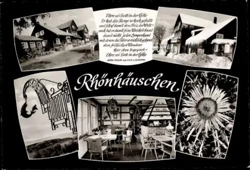 Ak Bischofsheim vor der Rhön Unterfranken, Rhönhäuschen, Blume, Winter, Gastraum
