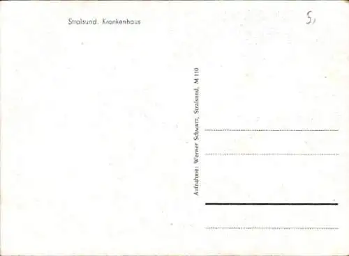 Ak Stralsund, Blick auf einen Teil des Krankenhauses