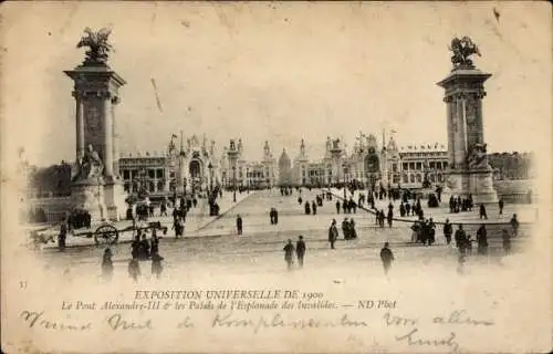 Ak Paris, Weltausstellung 1900, Pont Alexandre III, Esplanade des Invalides