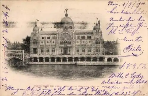 Ak Paris Frankreich, Weltausstellung 1900, Fassade des Palais de l’Italie