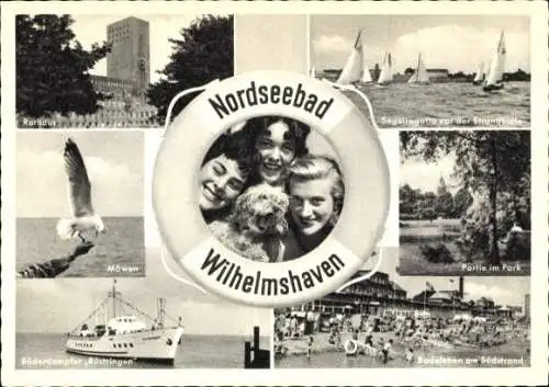 Ak Wilhelmshaven an der Nordsee, Rathaus, Möwen, Bäderdampfer Rüstringen