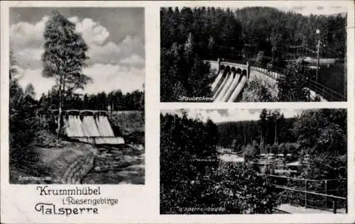 Ak Karpacz Krummhübel im Riesengebirge Schlesien, Sperrmauer, Talsperrenbaude, Staubecken